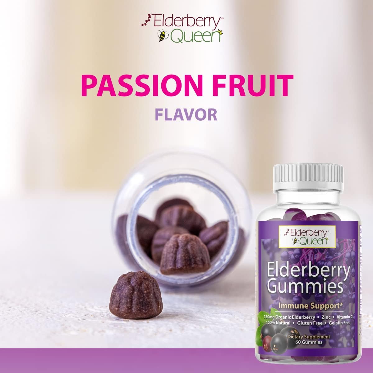 Organic Elderberry Gummies with Vitamin C & Zinc - Immune Support for Adults and Kids - 60 ct - BoostGo Australia