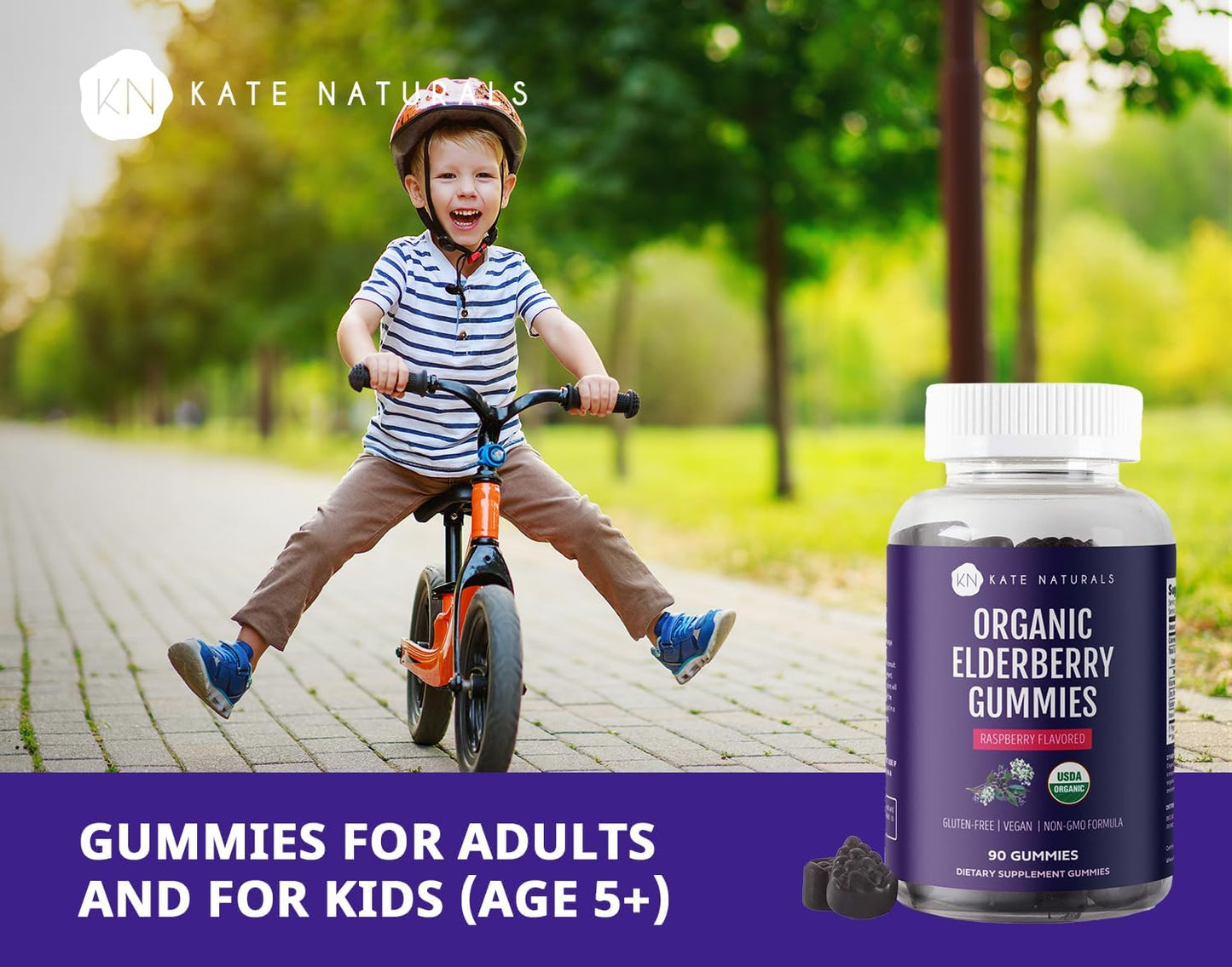Organic Elderberry Gummies with Vitamin C & Zinc for Immune Support - 90 Gummies, Adults & Kids, Tasty Sambucus Gummies