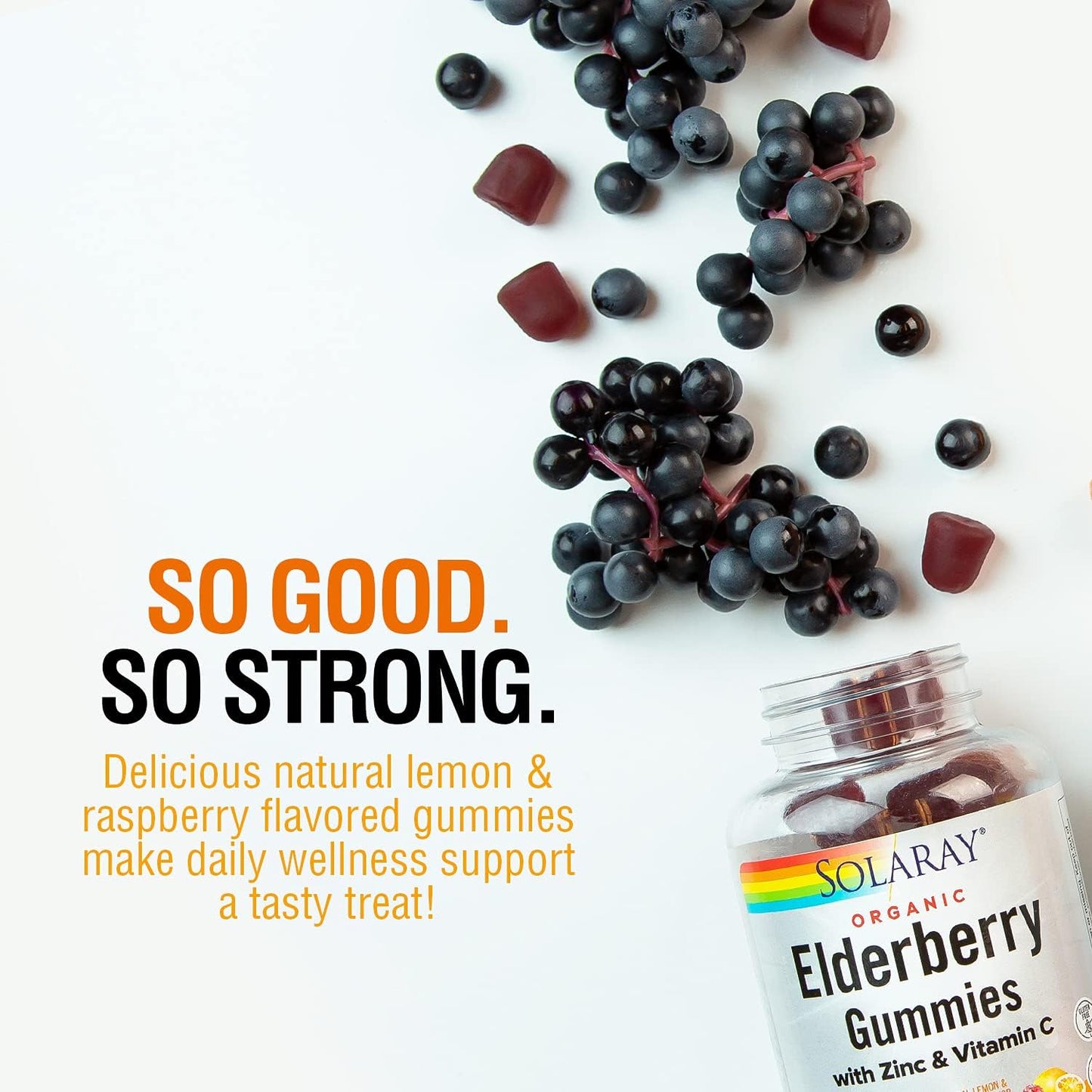 Organic Elderberry Gummies with Zinc & Vitamin C for Immune Support - 60 Ct, Gluten Free, 30 Servings