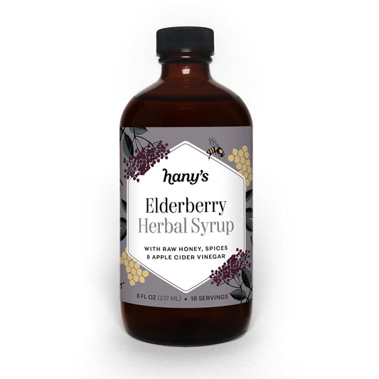 Organic Elderberry Herbal Syrup with Apple Cider Vinegar & Raw Honey - 8 fl oz | Natural Wellness Tonic by Hany's Harvest | Handcrafted & Non-GMO
