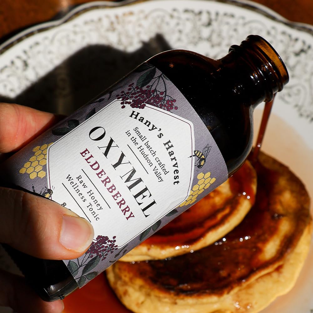 Organic Elderberry Herbal Syrup with Apple Cider Vinegar & Raw Honey - 8 fl oz | Natural Wellness Tonic by Hany's Harvest | Handcrafted & Non-GMO
