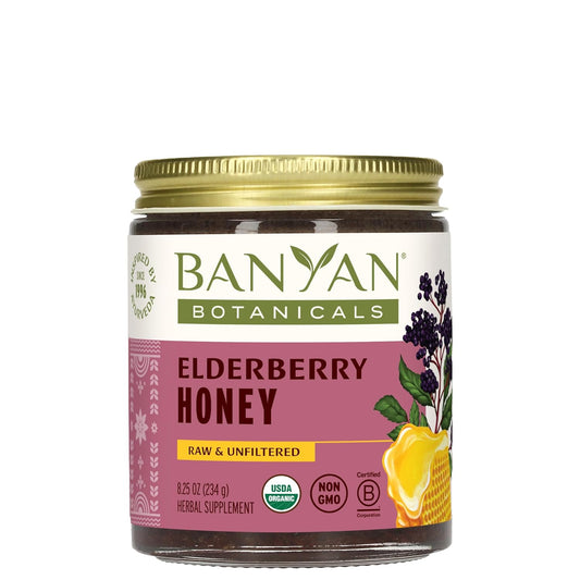 Organic Elderberry Honey with Sambucus, Amla & Marshmallow for Immune Support - 8.25 Oz - Raw & Unfiltered Honey - Sustainably Sourced & Pollinator-Friendly - BoostGo Australia