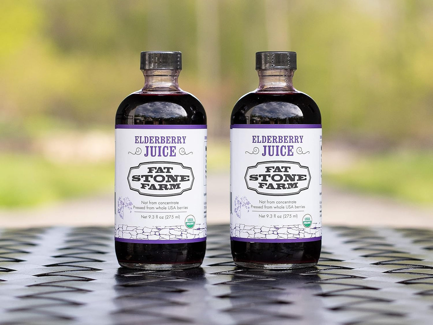 Organic Elderberry Juice 2-Pack - 18.6 fl. oz - Cold-Pressed from Fat Stone Farm (New)