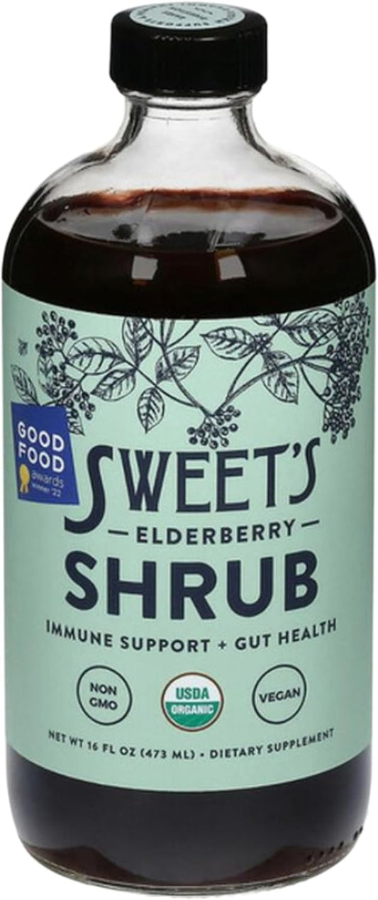 Organic Elderberry Shrub: Immune & Digestive Support | Versatile Drinking Vinegar | 16 oz Bottle