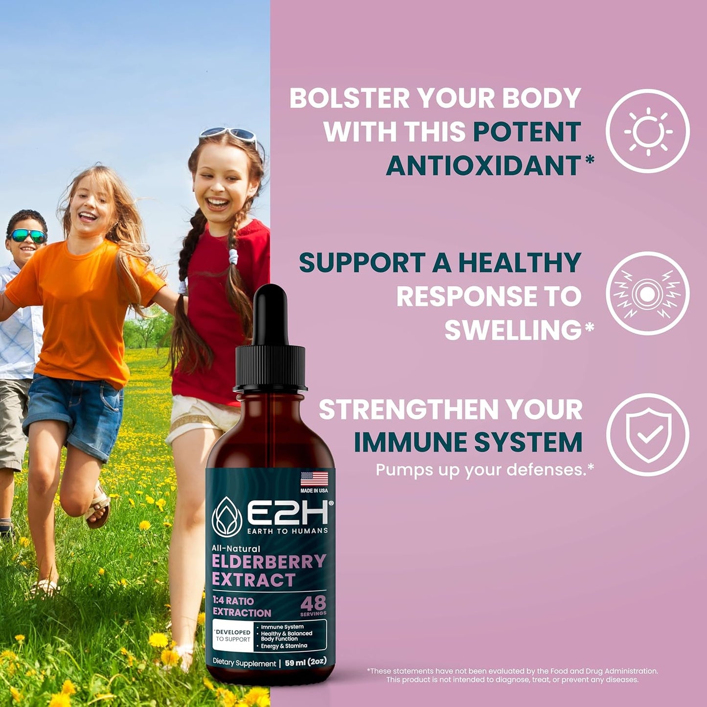 Organic Elderberry Syrup - Immune Support Supplement with Powerfull Antioxidants - Sambucus Elderberry Syrup for Kids & Adults - Non-GMO, Vegan - 2 Fl Oz