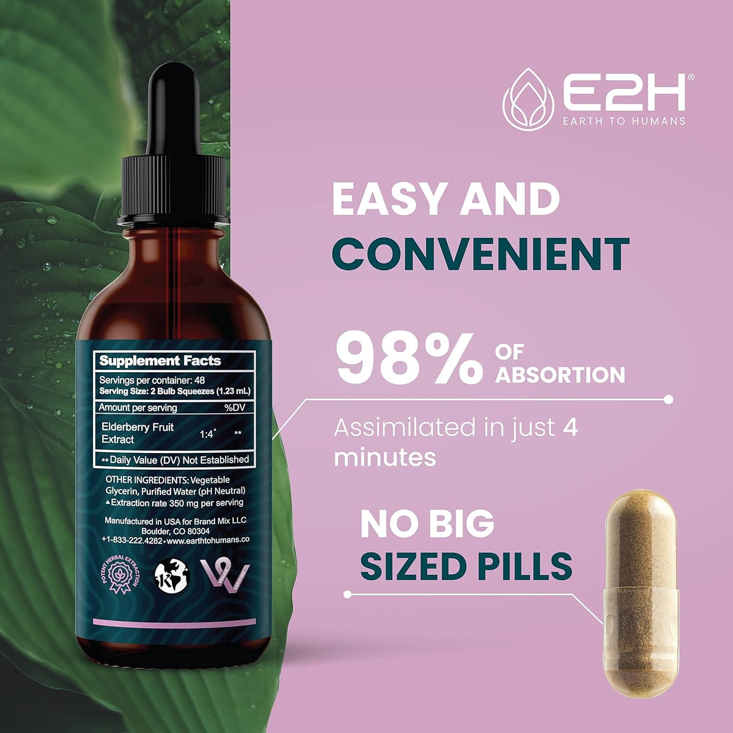 Organic Elderberry Syrup - Immune Support Supplement with Powerfull Antioxidants - Sambucus Elderberry Syrup for Kids & Adults - Non-GMO, Vegan - 2 Fl Oz