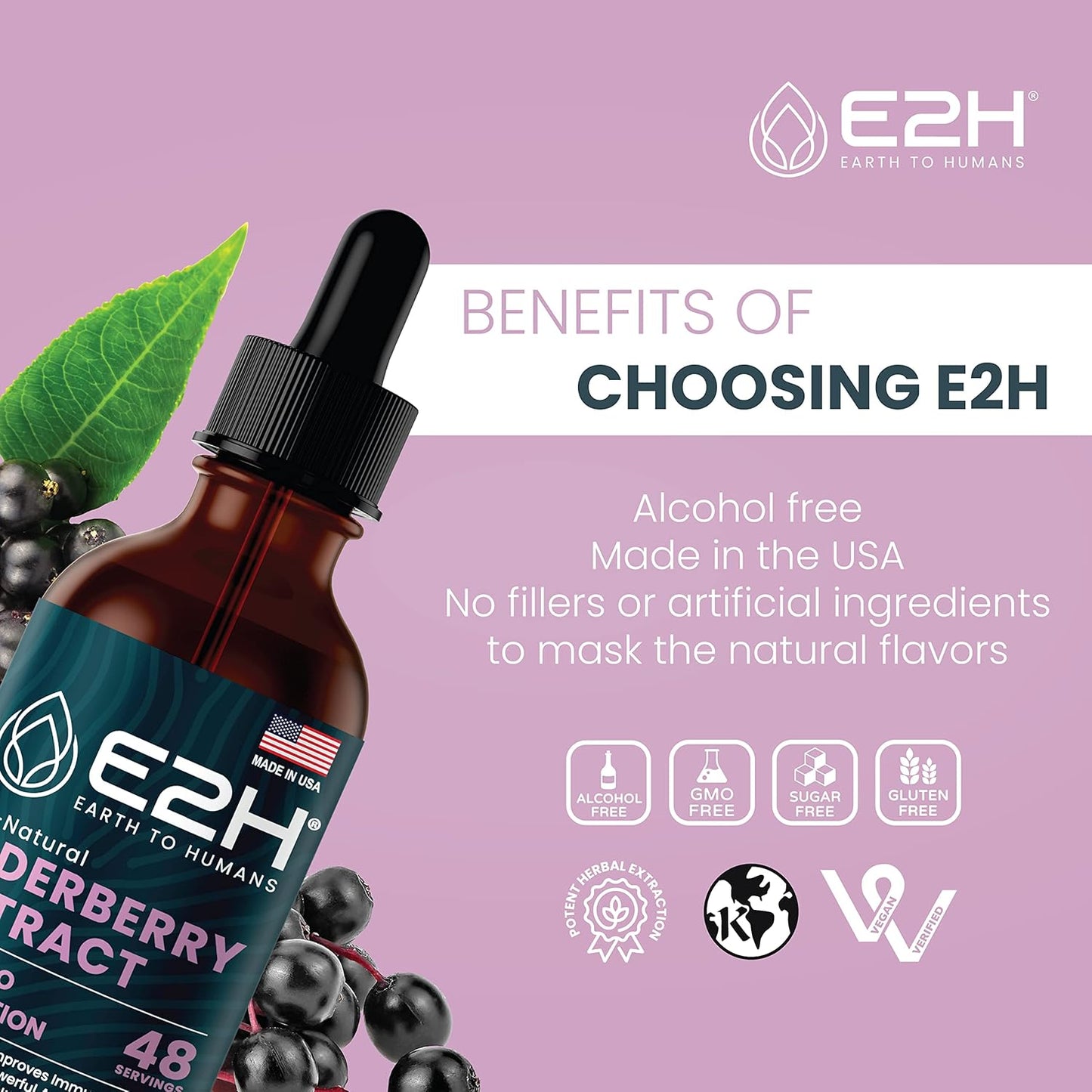 Organic Elderberry Syrup - Immune Support Supplement with Powerfull Antioxidants - Sambucus Elderberry Syrup for Kids & Adults - Non-GMO, Vegan - 2 Fl Oz