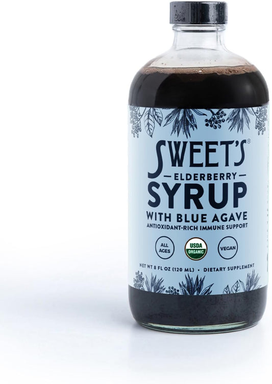 Organic Elderberry Syrup with Blue Agave for Immune Support (8 oz)