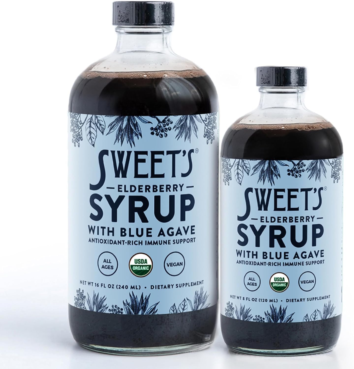 Organic Elderberry Syrup with Blue Agave for Immune Support (8 oz)