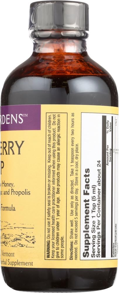 Organic Elderberry Syrup with Raw Honey and Propolis for Cough Relief - 4 oz Bottle by FERGRELM H Honey Gardens Apiaries