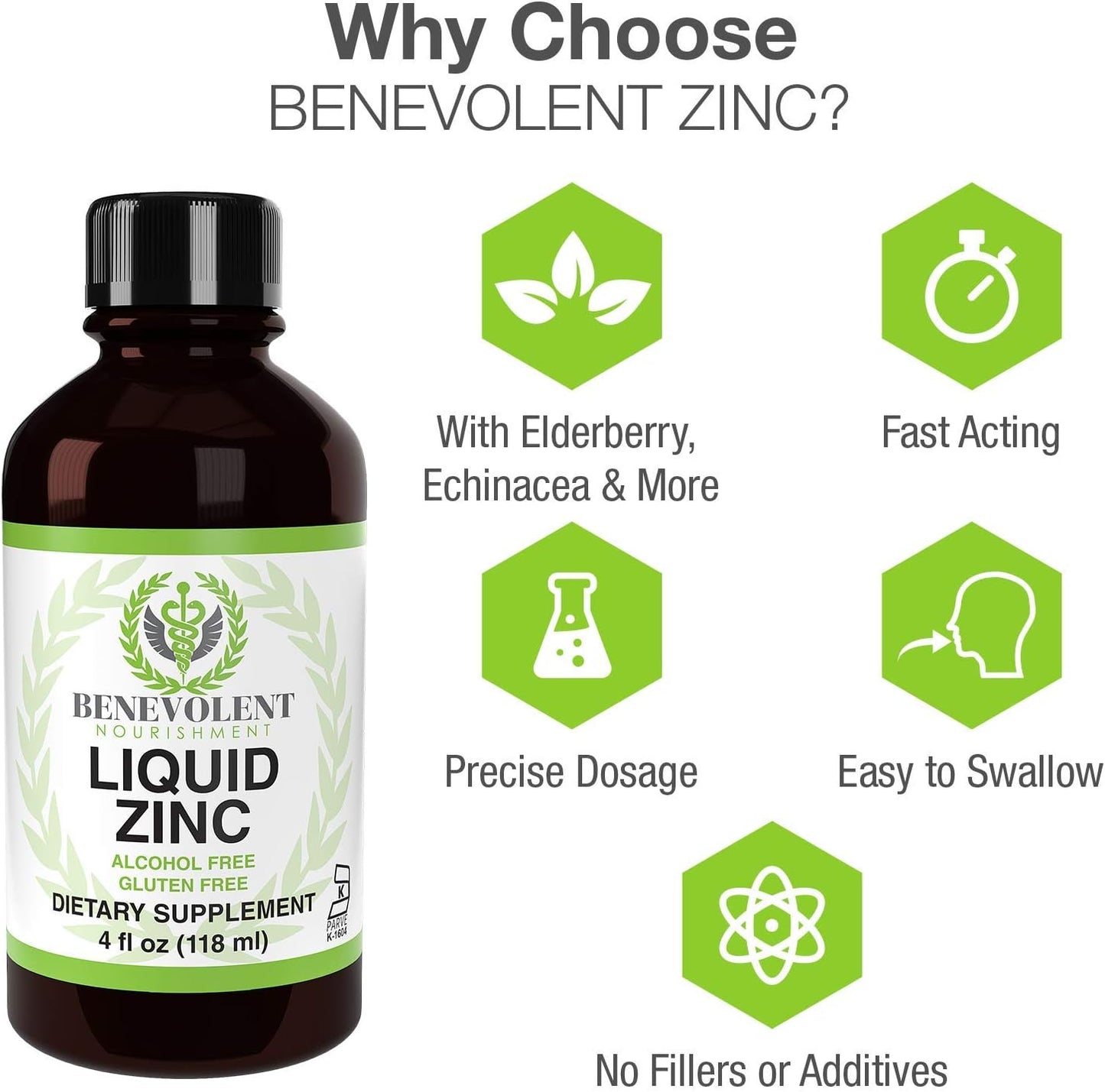 Organic Elderberry Zinc Supplement with Herbs - Liquid Dietary Supplement for Family - 4oz Bottle - Non GMO & Alcohol Free