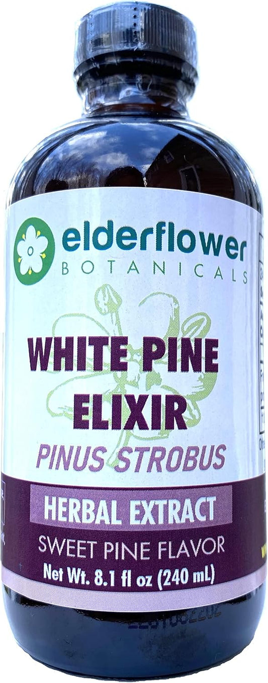 Organic Elderflower Botanicals White Pine Needle Elixir with Shikimic Acid - Sugar Free, Pinus Strobus Extract (8.10 Fl Oz)