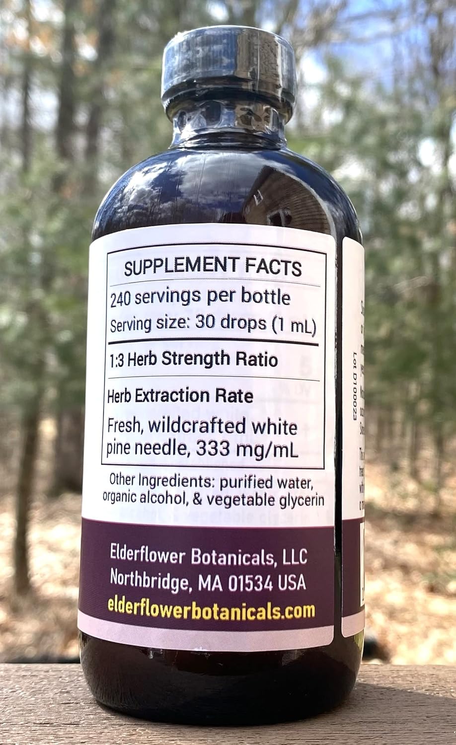 Organic Elderflower Botanicals White Pine Needle Elixir with Shikimic Acid - Sugar Free, Pinus Strobus Extract (8.10 Fl Oz)