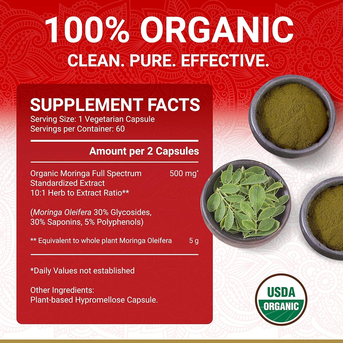 Organic Energize Bundle: Moringa & Holy Basil Capsules - USDA Certified | Multi-Award-Winning Formula