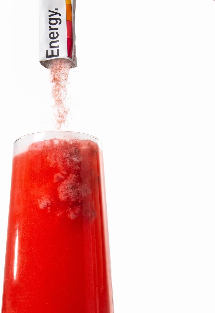 Organic Energy Drink Mix Packets with Natural Caffeine and Immune Support - Fruit Punch Flavor - 7 Sticks