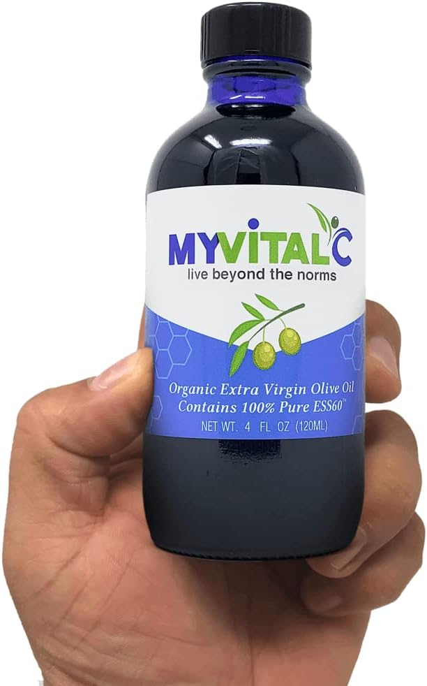 Organic ESS60 Antioxidant Supplement from MyVitalC - Extra Virgin Olive Oil for Anti-Aging, Longevity, Energy - 120ML