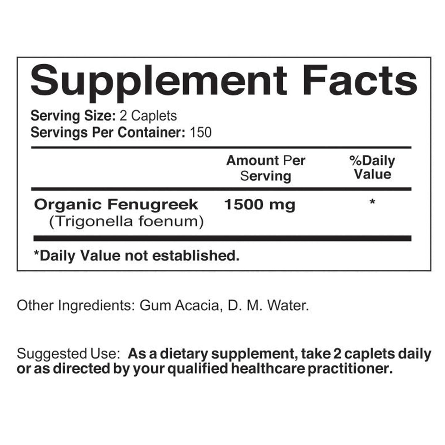 Organic Fenugreek 1500mg Tablets - 150 Servings, Vegetarian & Gluten Free - Brieofood 300 Tablets