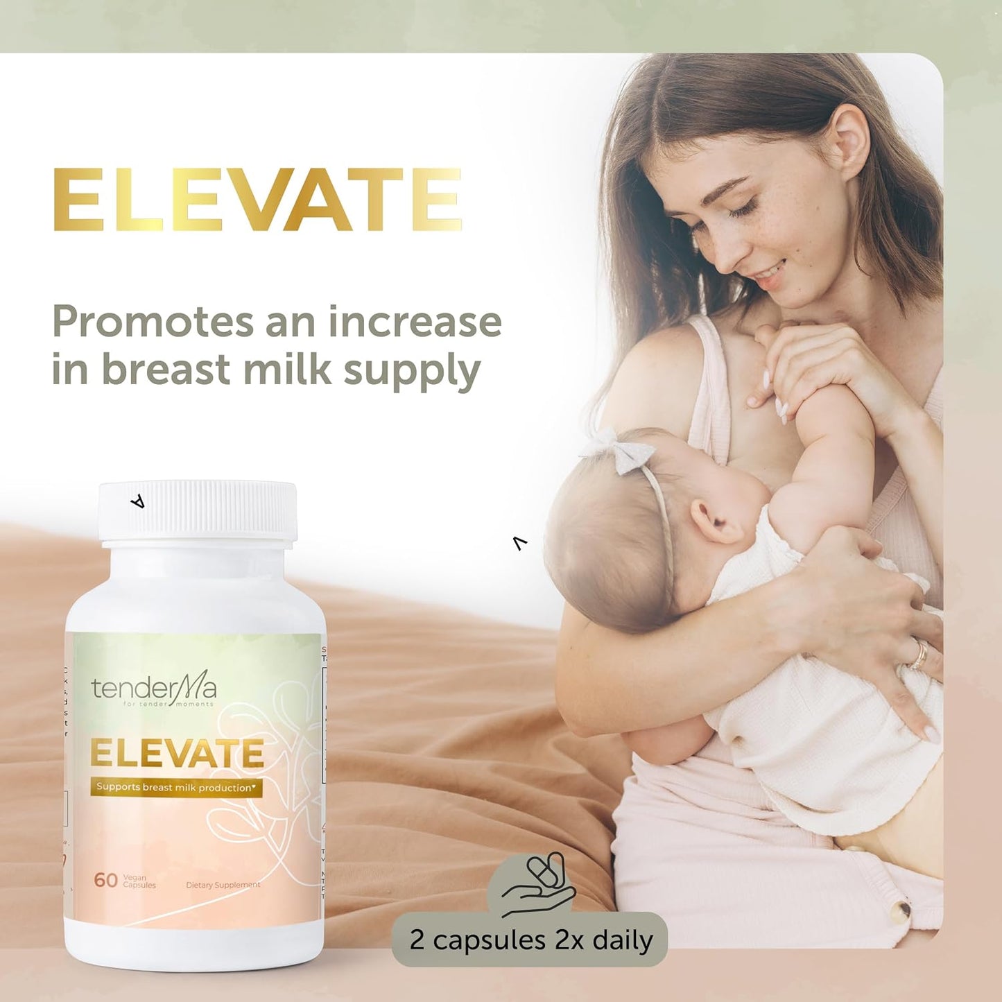 Organic Fenugreek Breastfeeding Support Supplement - Elevate Lactation Formula with Fennel, Alfalfa, Blessed Thistle - 60 Capsules