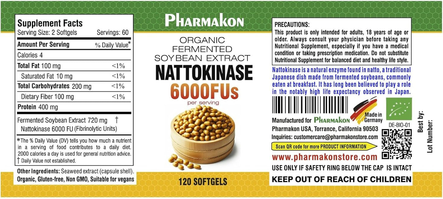 Organic Fermented Soybean Extract with 6000 FUs of Natural Nattokinase - PHARMAKON