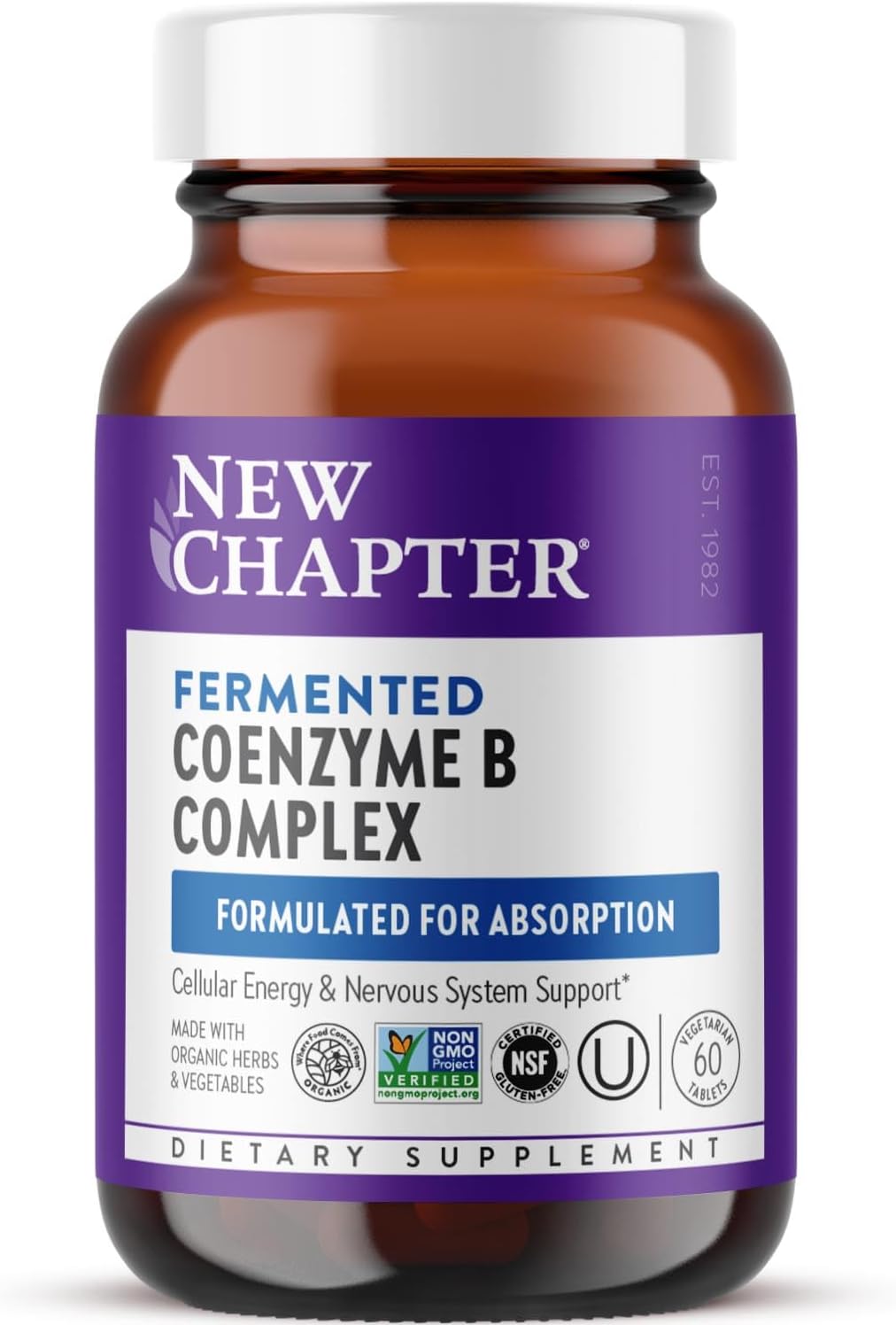 Organic Fermented Vitamin B Complex with B12, B6, and Biotin - 60 ct Bottle