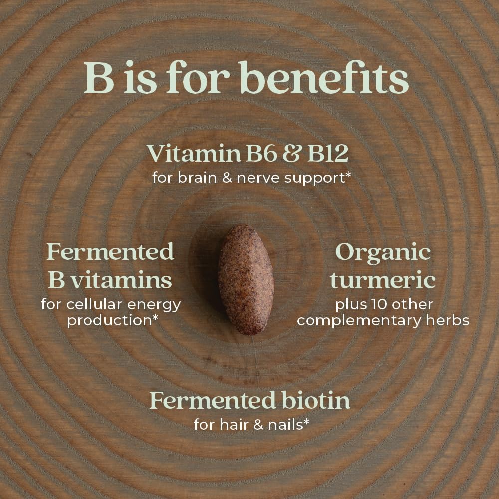 Organic Fermented Vitamin B Complex with B12, B6, and Biotin - 60 ct Bottle
