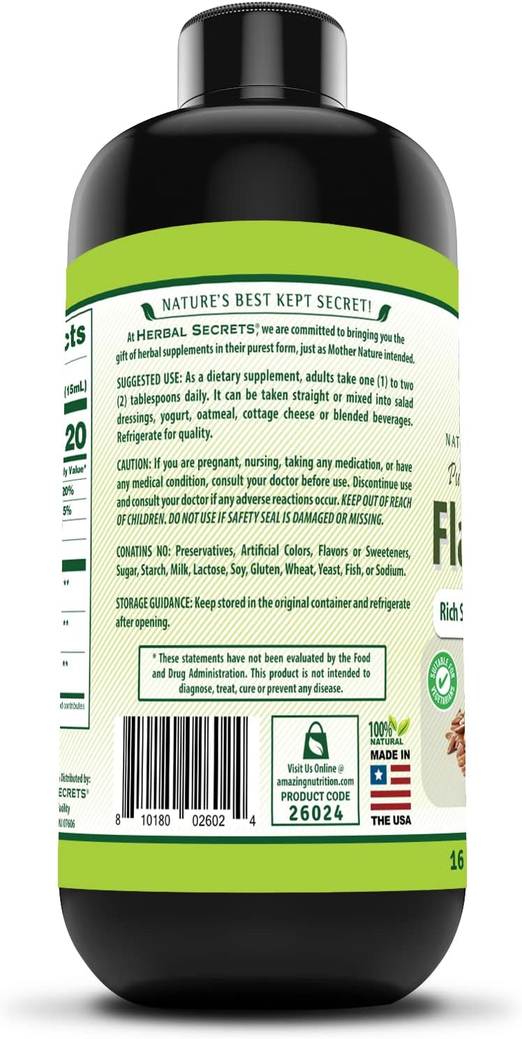 Organic Flaxseed Oil 16 Fl Oz - USDA Certified, Non-GMO, Supports Joint & Immune Health, Promotes Regularity