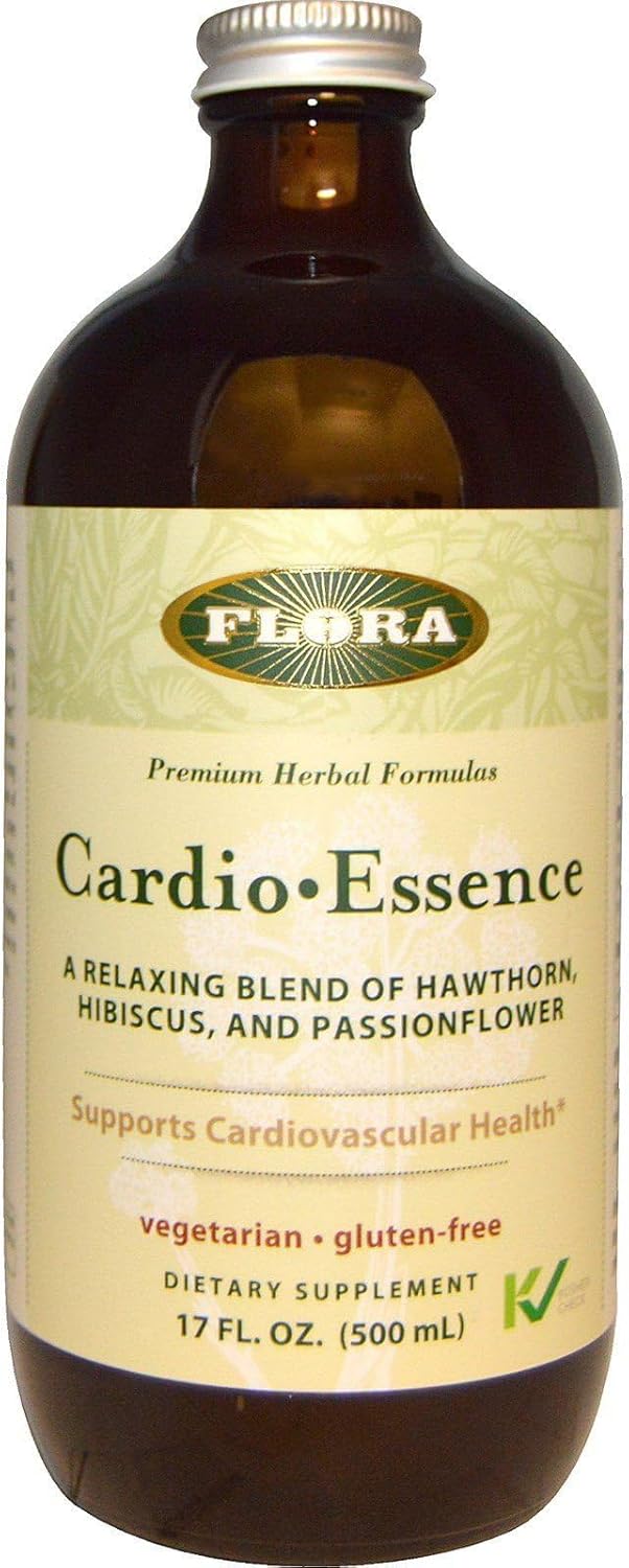 Organic Flora Cardio-Essence Tonic with Hawthorn, Hibiscus & Passionflower - Vegetarian & Gluten Free - 17 oz Bottle