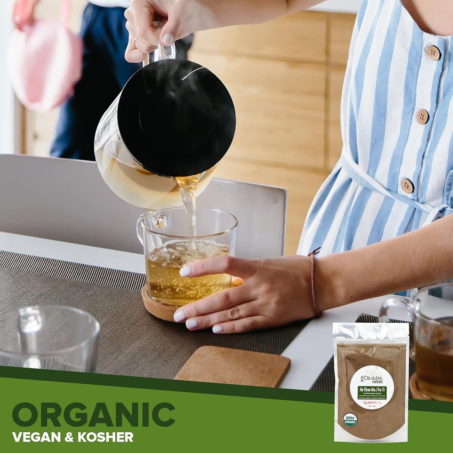 Organic Fo Ti Root Powder - USDA Certified Chinese Herb for Water or Smoothies - He Shou Wu - 4oz Bag