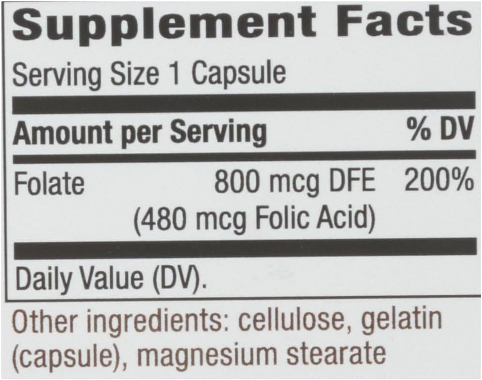 Organic Folic Acid Capsules - 800 mcg, 100 Count by Nature's Way