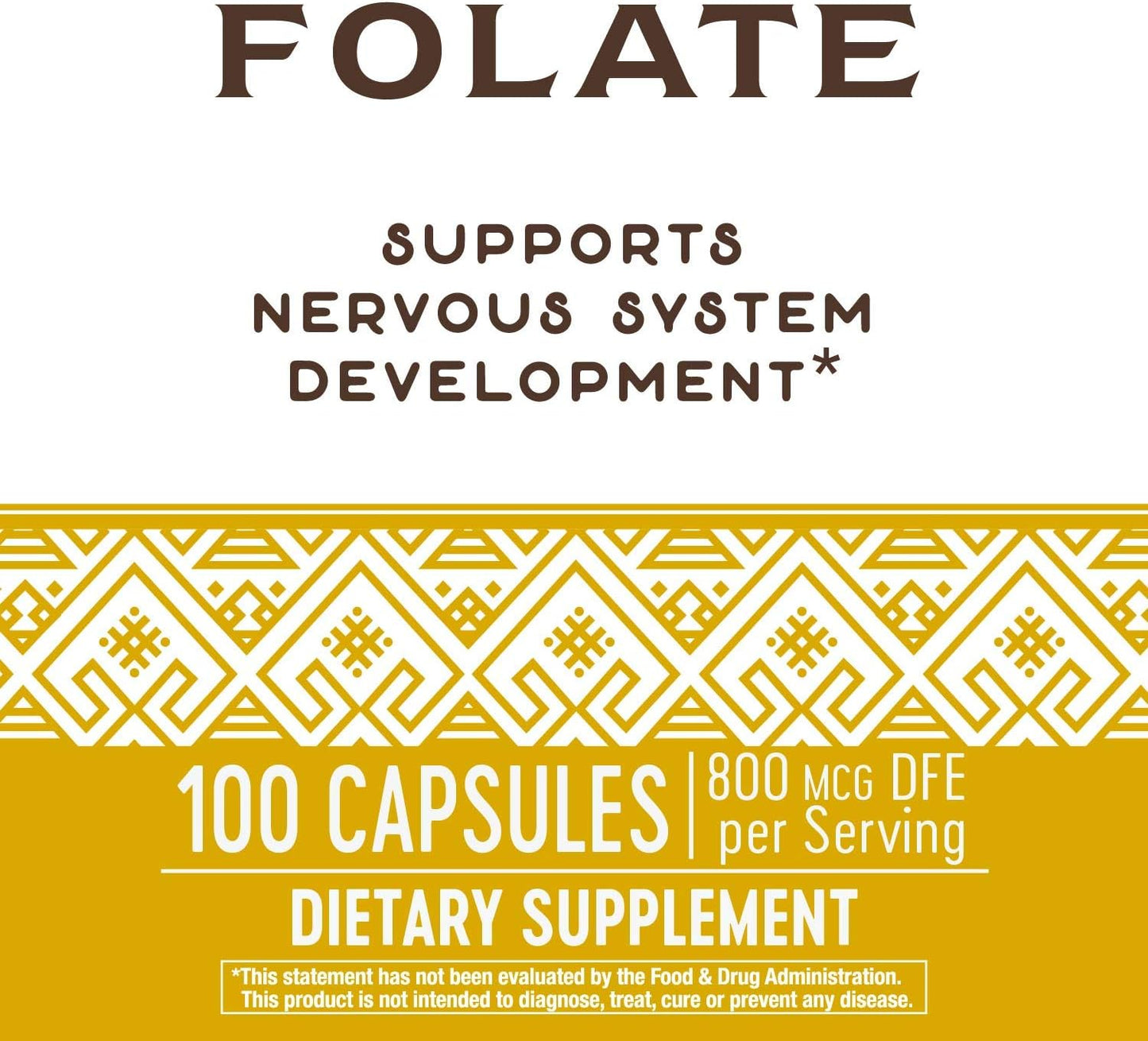 Organic Folic Acid Supplement, 800 mcg DFE, 100 Capsules by Nature's Way