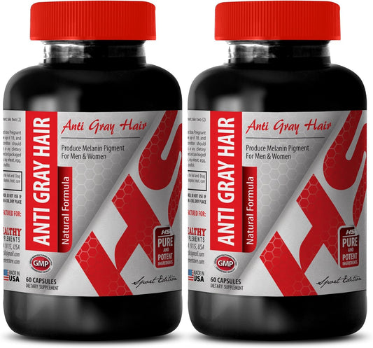 Organic Folic Acid Supplements for Skin Health and Gray Hair Prevention - 2 Bottles by Healthy Supplements LLC