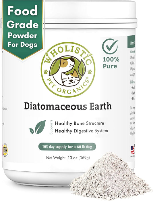 Organic Food Grade DE for Dogs - 13 Oz - Safe Non-Chemical Silica for Improved Pet Health