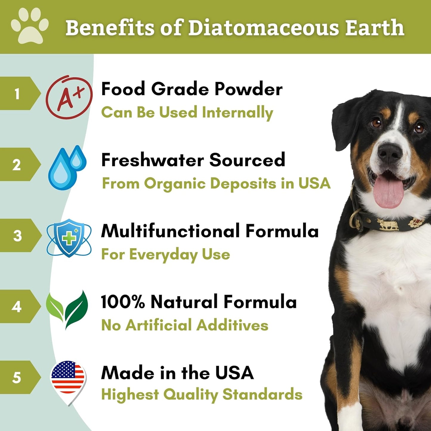Organic Food Grade DE for Dogs - 13 Oz - Safe Non-Chemical Silica for Improved Pet Health