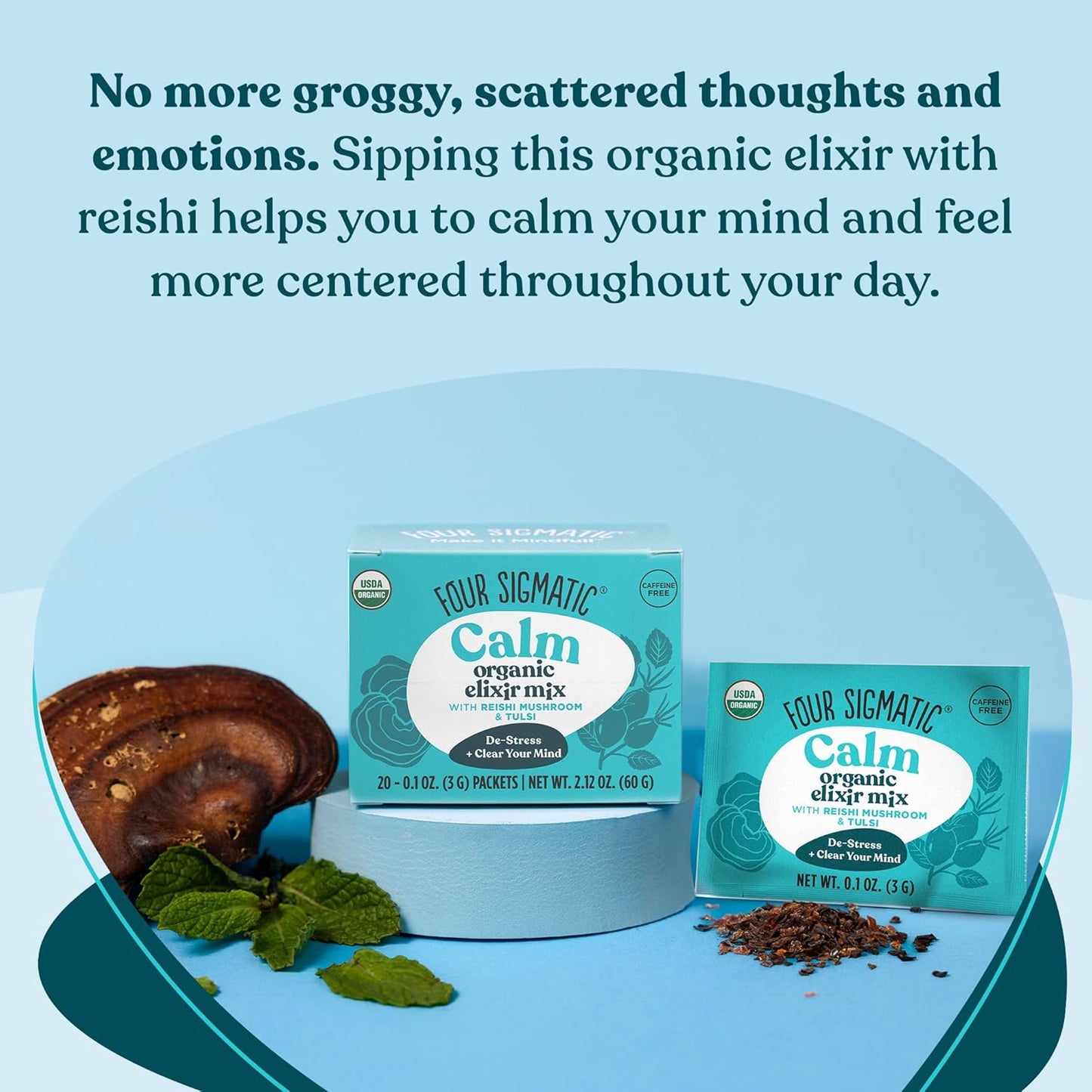 Organic Four Sigmatic Reishi Mushroom Elixir for Relaxation and Sleep - Vegan, Paleo, 20 Count
