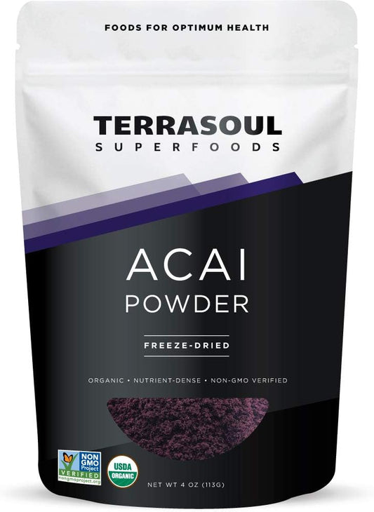 Organic Freeze-Dried Acai Berry Powder - 4 Oz - Rich in Omega Fats - Great for Smoothie Bowls and Antioxidant Recipes - BoostGo Australia