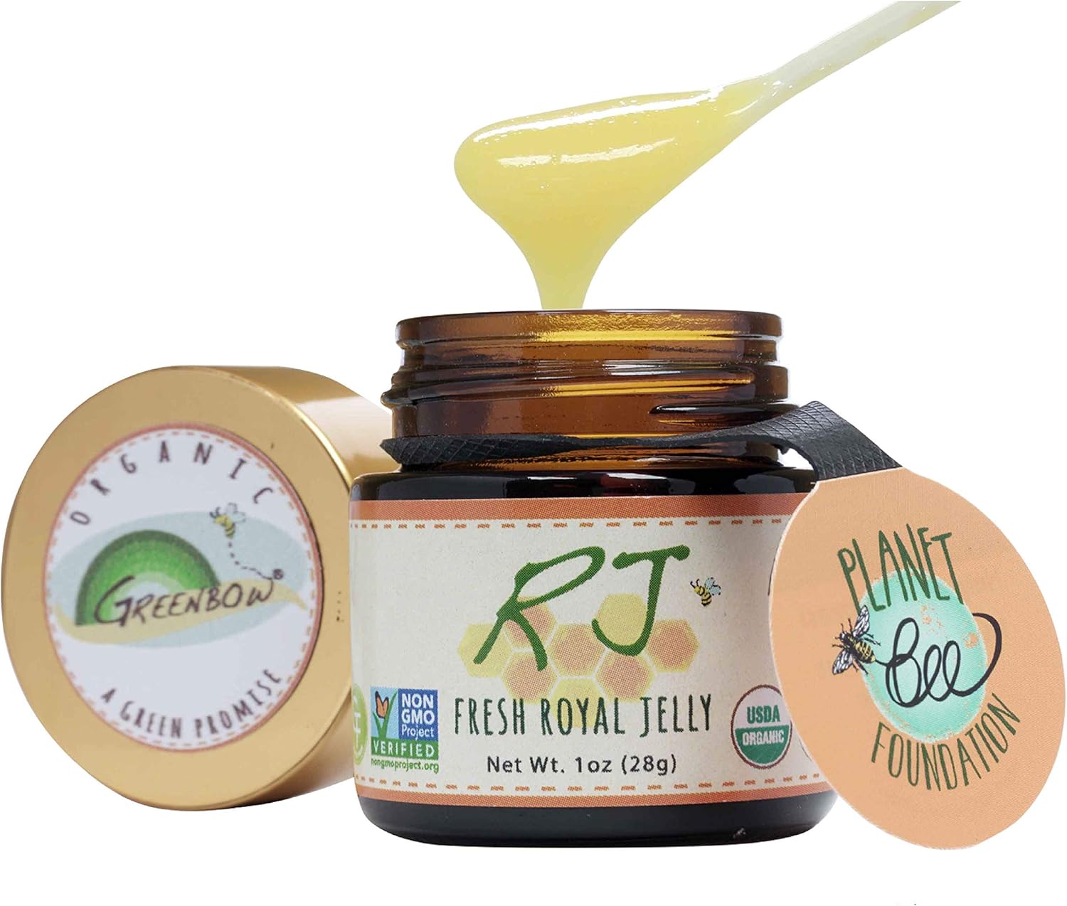 Organic Fresh Royal Jelly - 100% USDA Certified, Non-GMO, Halal, Pure, Gluten-Free - Nutrition-Packed (28g)