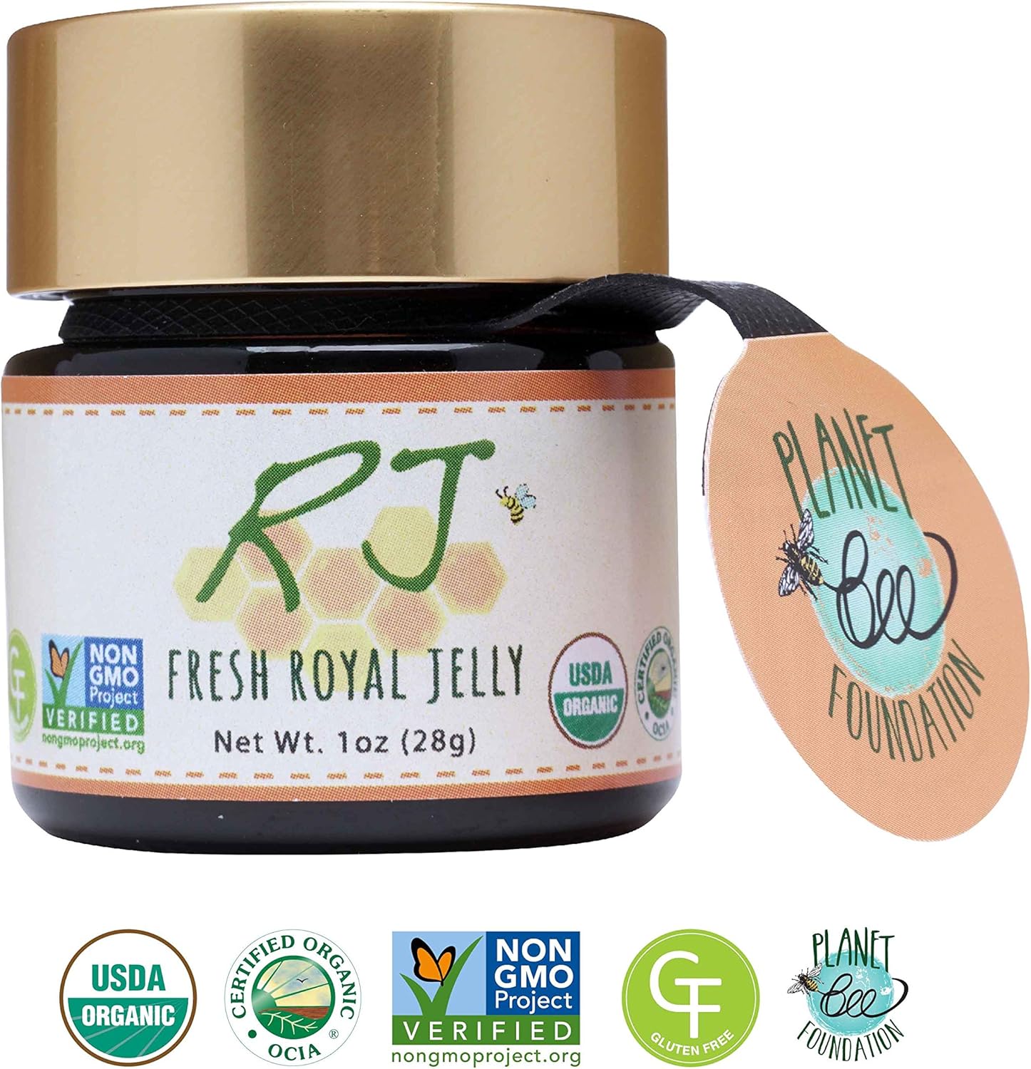 Organic Fresh Royal Jelly - 100% USDA Certified, Non-GMO, Halal, Pure, Gluten-Free - Nutrition-Packed (28g)