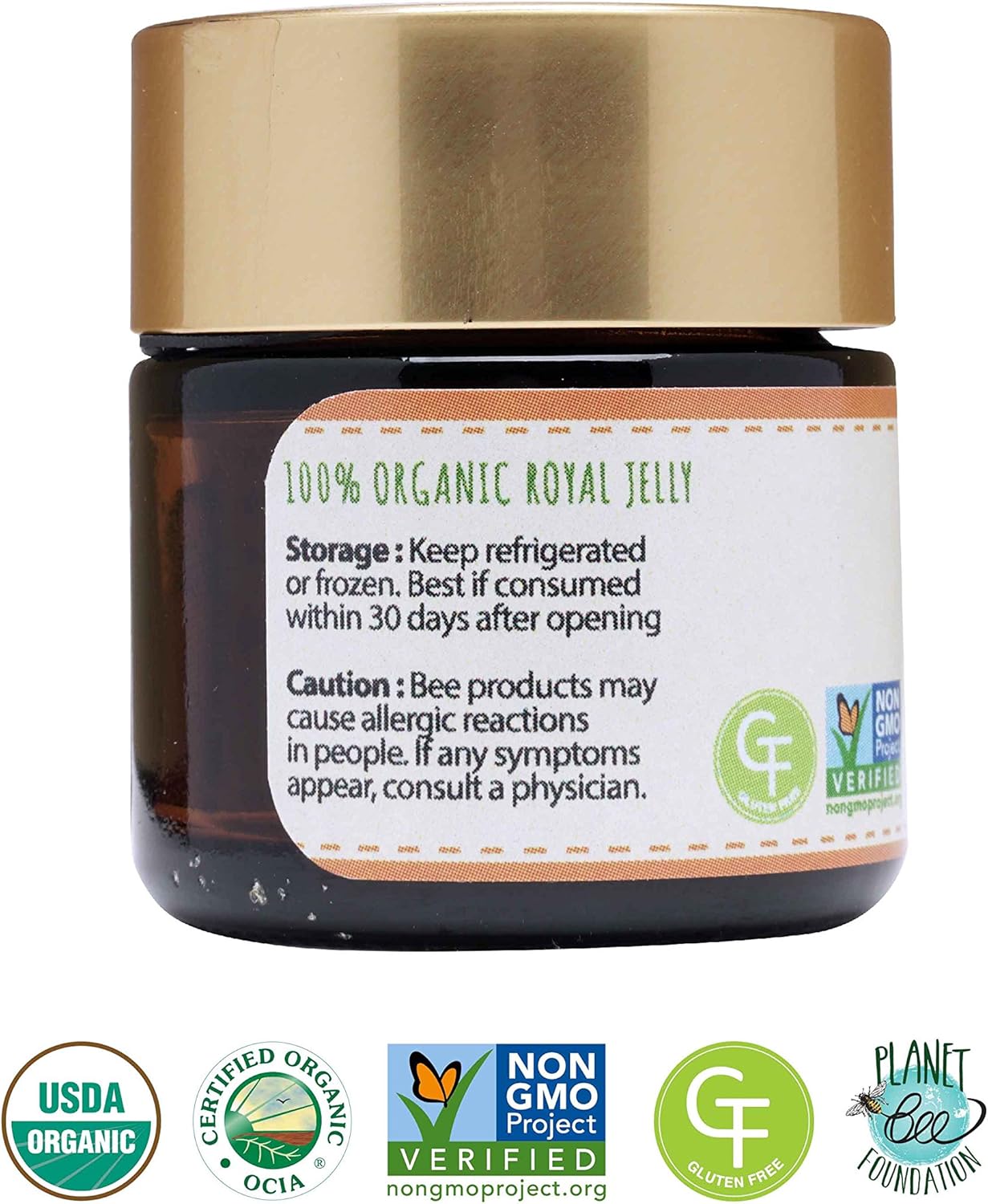 Organic Fresh Royal Jelly - 100% USDA Certified, Non-GMO, Halal, Pure, Gluten-Free - Nutrition-Packed (28g)