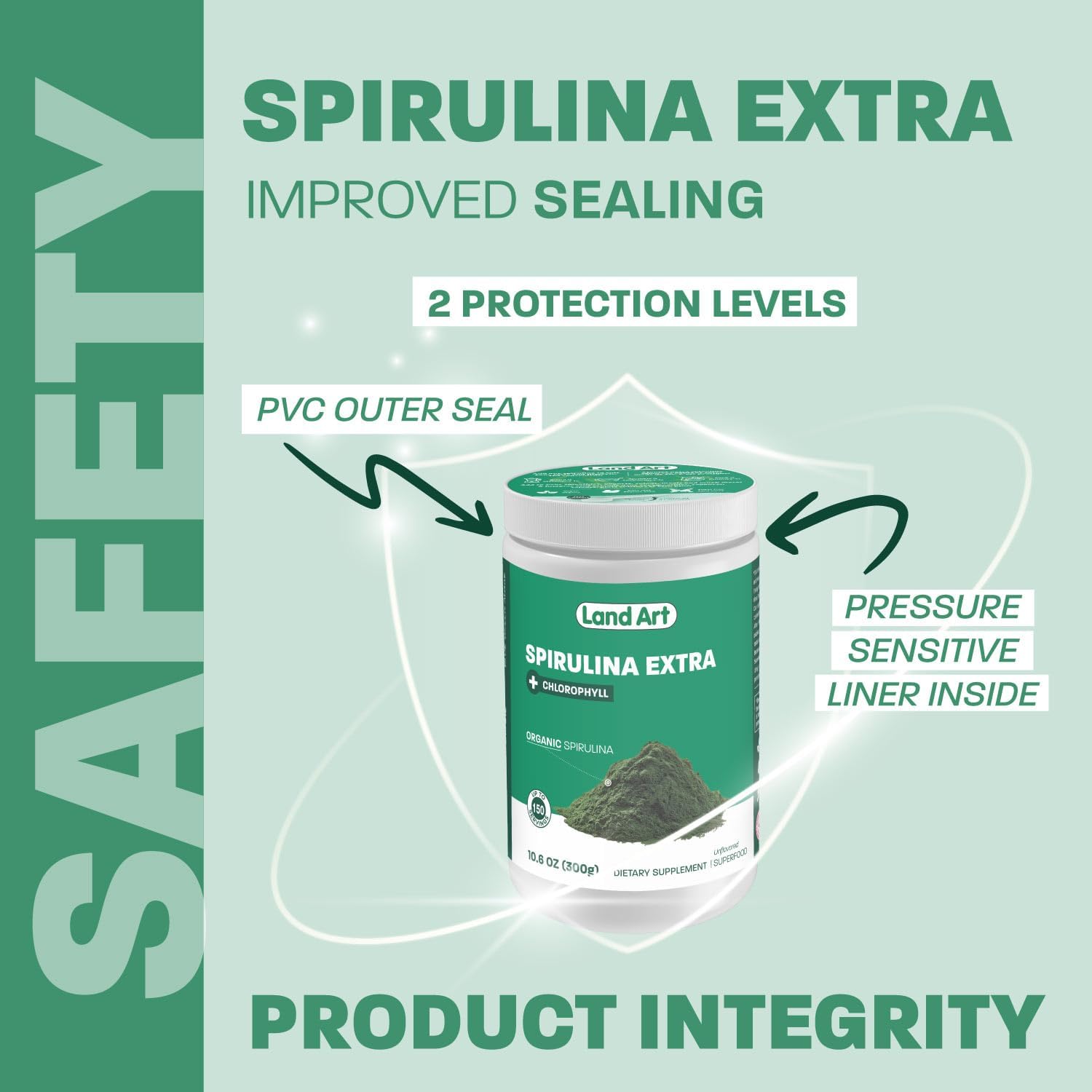 Organic Fresh Spirulina Extra Powder 300g with Added Bioavailable Chlorophyll - Unflavoured, Clean Source - 3rd Party Tested - Includes Measurement Spoon