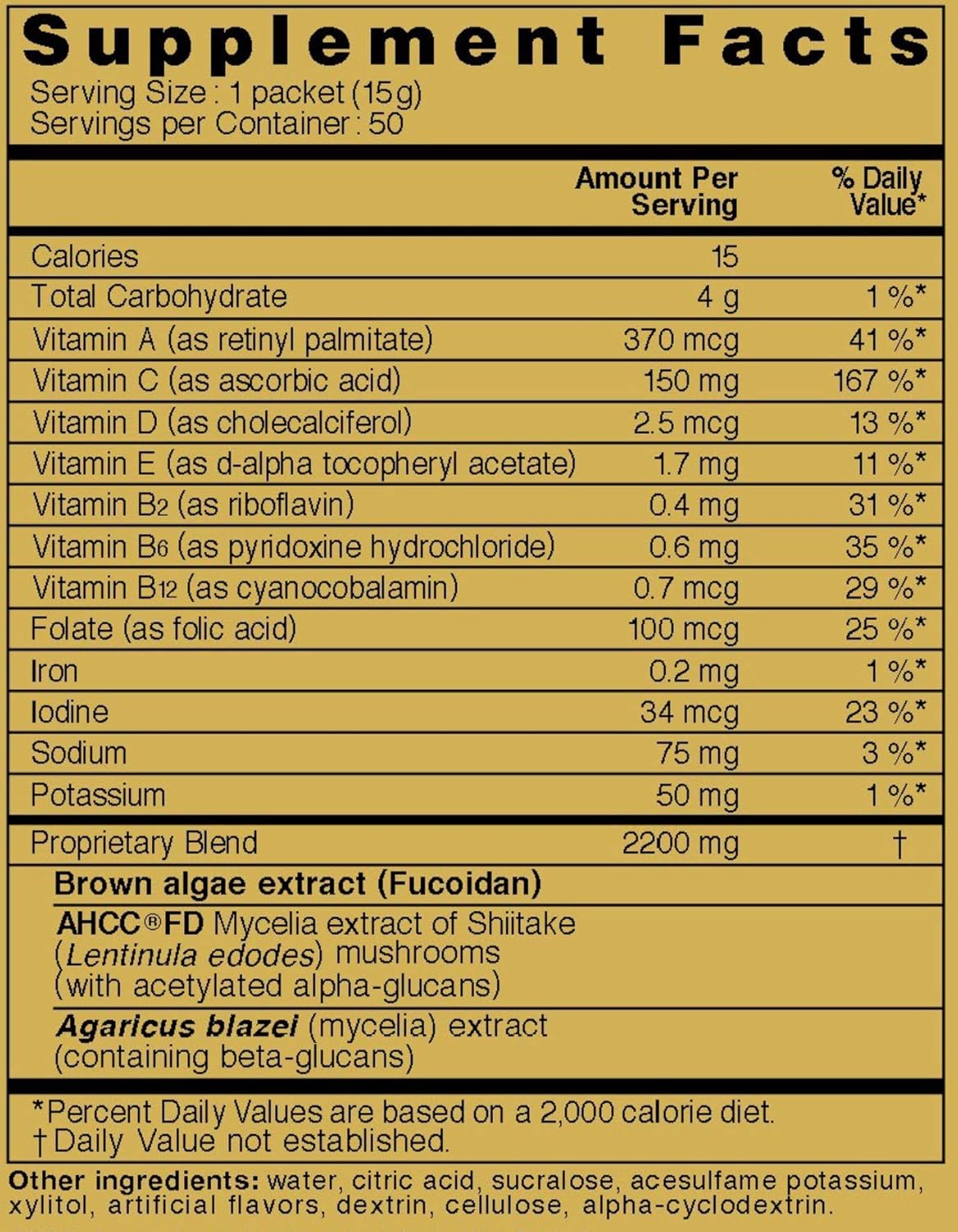Organic Fucoidan & AHCC Immunity Supplement from Japan - High Purity Brown Seaweed Extract Packets (1 Box)