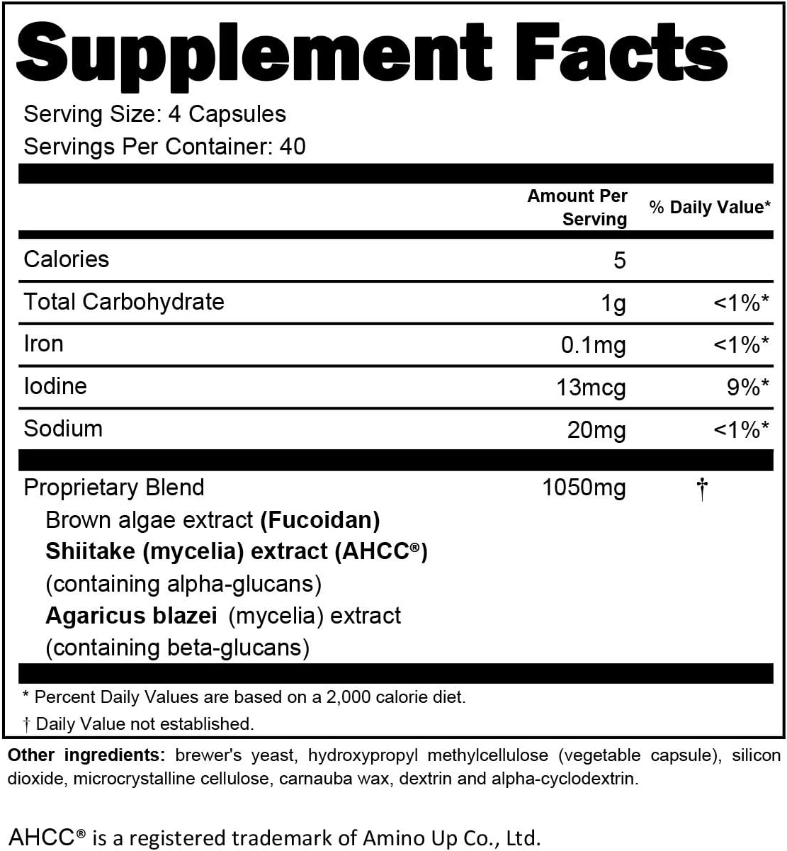 Organic Fucoidan AHCC Immunity Supplement with Brown Seaweed & Agaricus - 3 Bottles, 480 Capsules from Japan