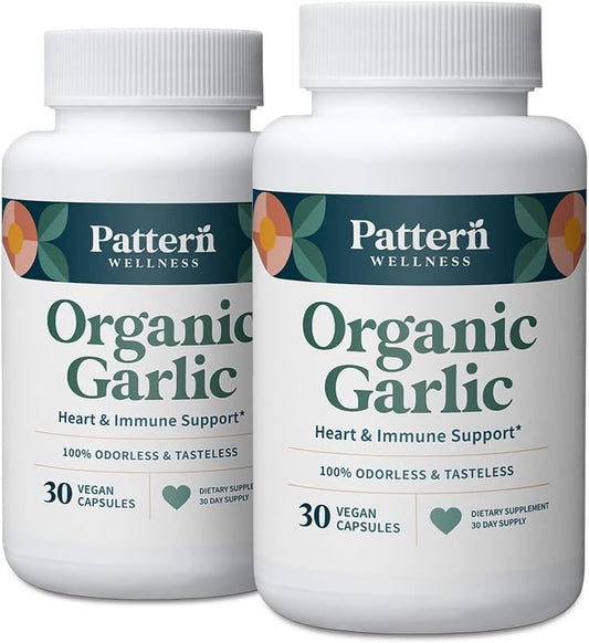 Organic Garlic Capsules 1000mg - Immune, Circulatory, & Cardiovascular Support - Non-GMO & Gluten Free - 60 Vegan Capsules