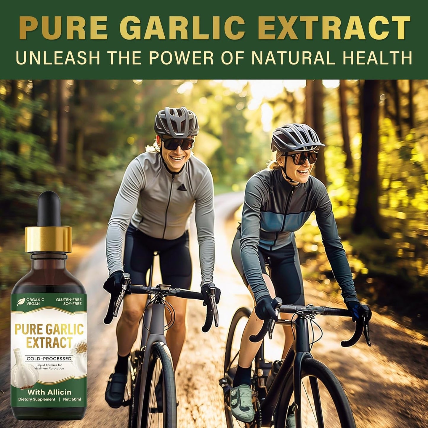 Organic Garlic Oil Supplement with Allicin for Immune Support - 2 fl oz Vegan Formula