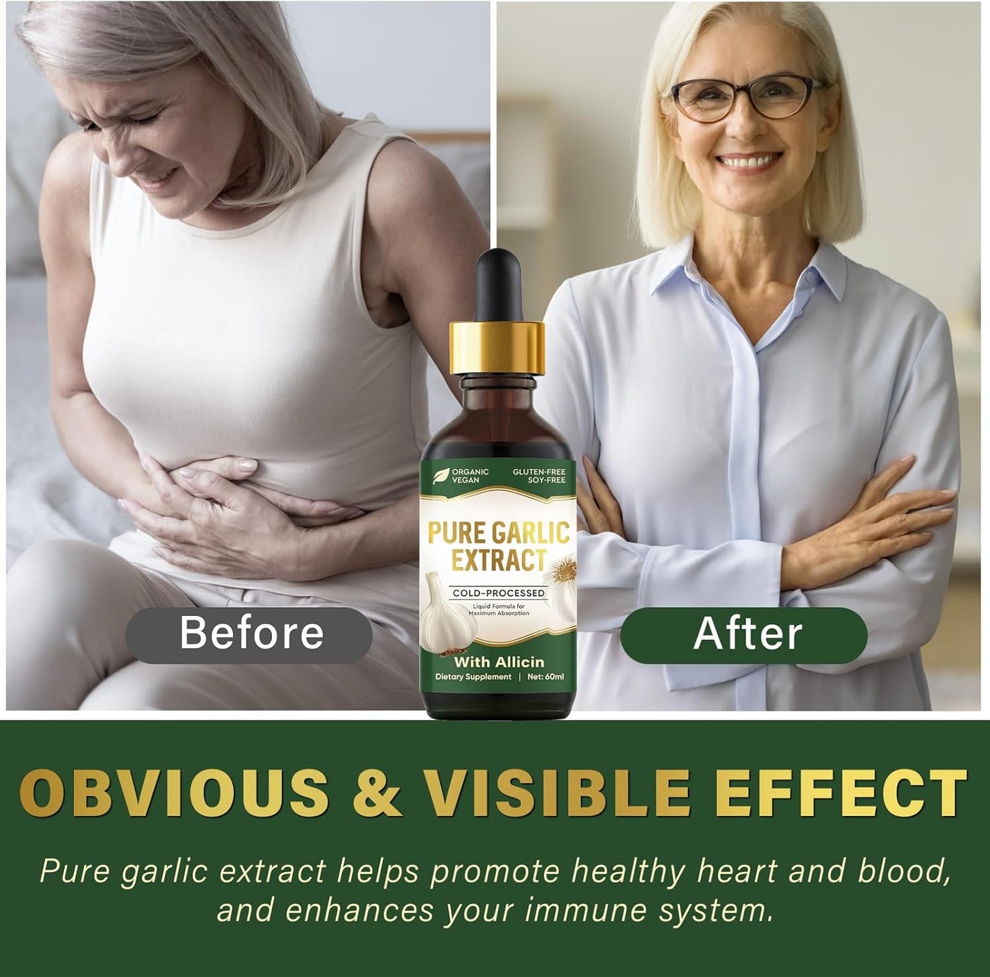 Organic Garlic Oil Supplement with Allicin for Immune Support - 2 fl oz Vegan Formula