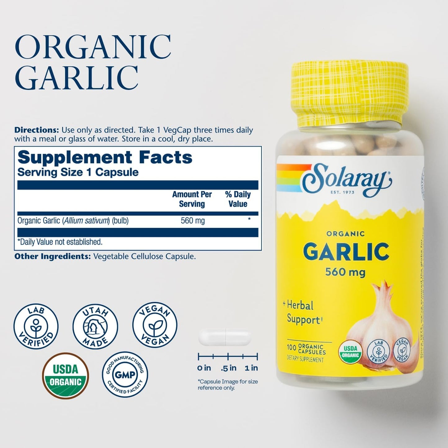 Organic Garlic Pills 560mg for Heart Health - USDA Certified Garlic Capsules - Vegan - 100 Servings - 60 Day Guarantee - BoostGo Australia