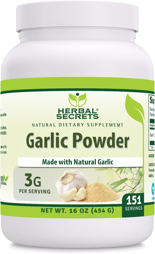 Organic Garlic Powder Supplement | 3 Mg per Serving | 16 Oz (454 G) | Non-GMO | Gluten-Free | USA-Made