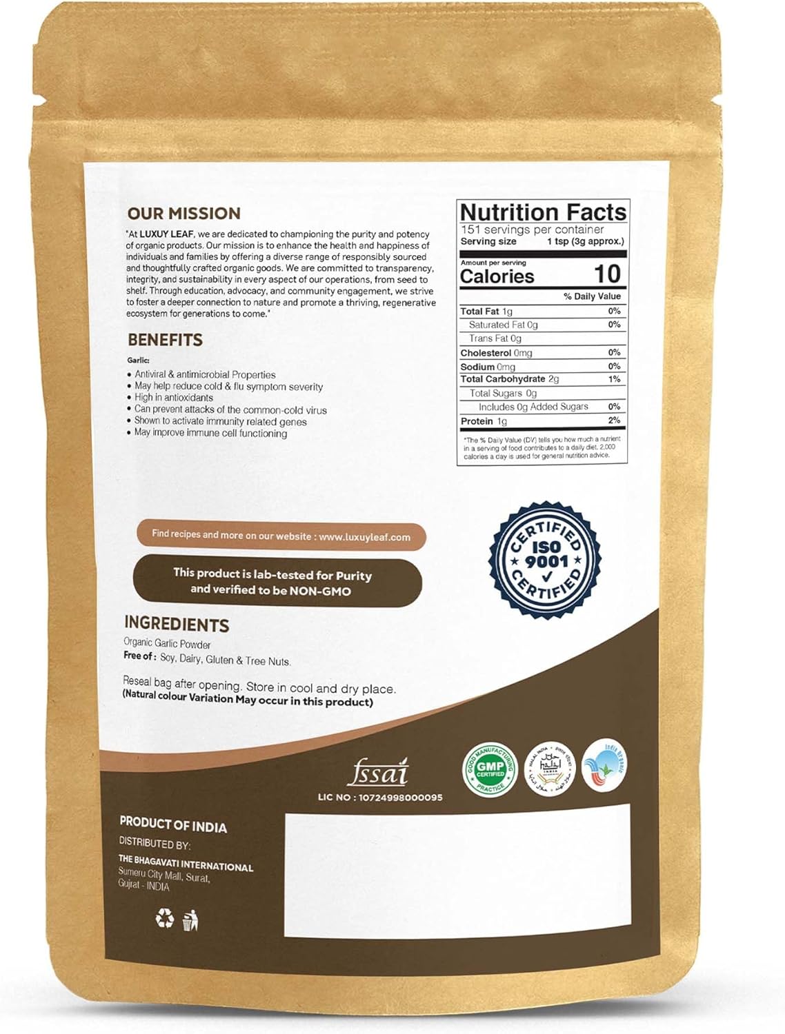 Organic Garlic Powder Supplement for Heart Health, Immunity Boost, Rich in Allicin & Antioxidants, 100% Pure & Natural, Non-GMO, Vegan-Friendly