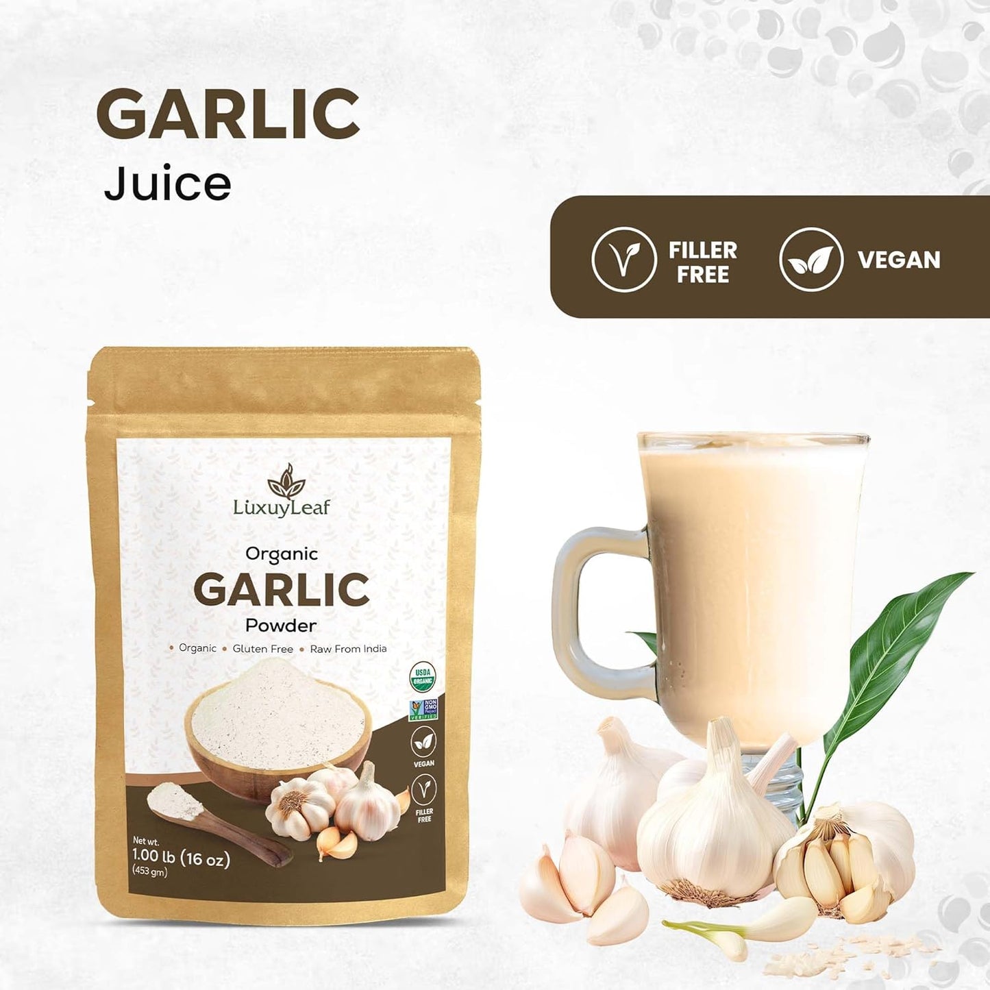 Organic Garlic Powder Supplement for Heart Health, Immunity Boost, Rich in Allicin & Antioxidants, 100% Pure & Natural, Non-GMO, Vegan-Friendly