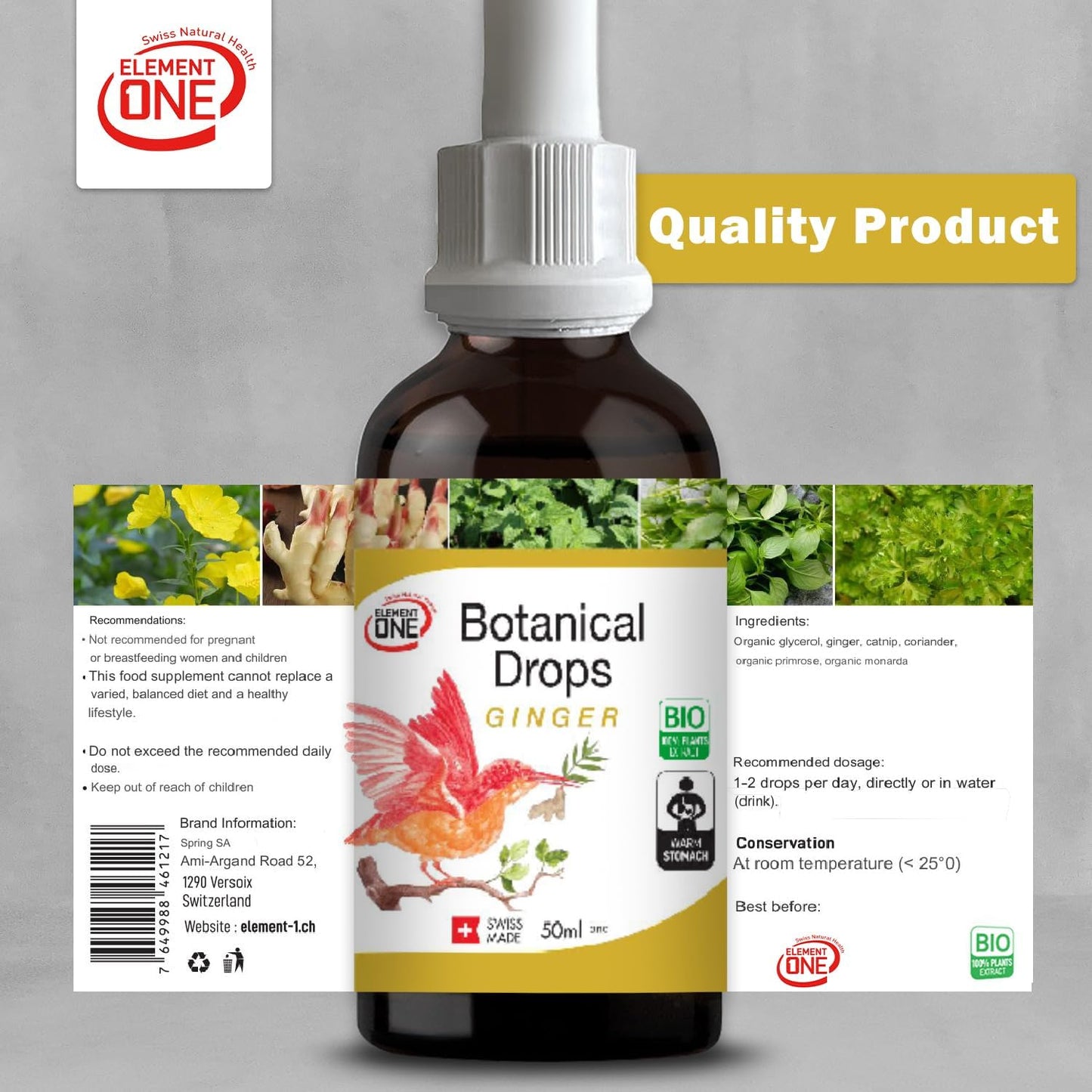 Organic Ginger and Digestive Enzyme Drops for Wellness, Immune Support, and Inflammation Relief