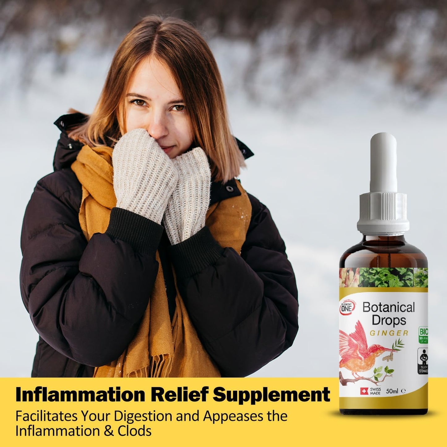 Organic Ginger and Digestive Enzyme Drops for Wellness, Immune Support, and Inflammation Relief